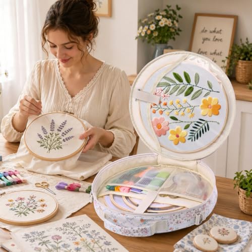 MYBAGZING Embroidery Bag, Hoop Storage Organizer up to 11" for Cross Stitch - color: Patchwork