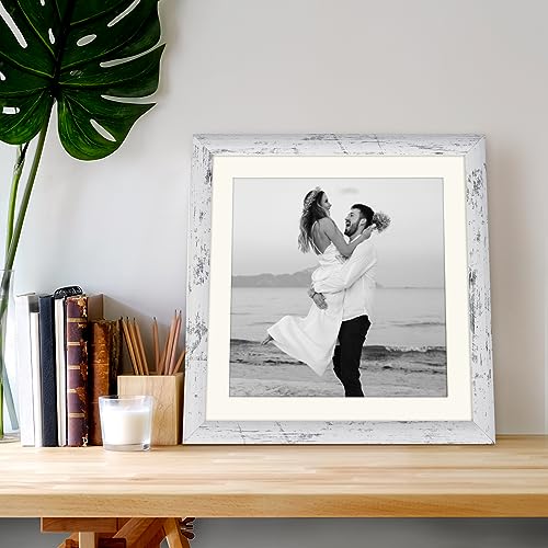 AEVETE Picture Frame 10x10 White Wash Photo Frames Rustic for Wall and Desk - color: White Wash, size: 10x10