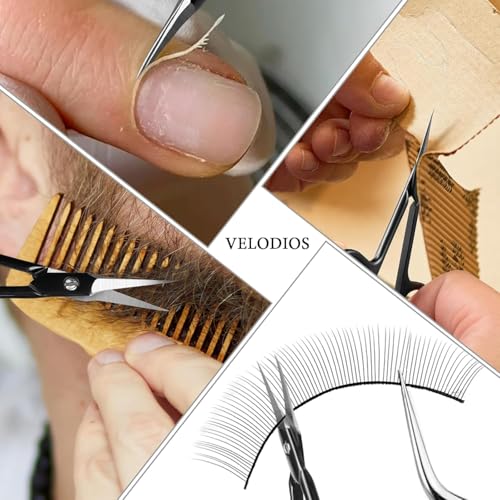 Professional Cuticle Scissors Extra Fine for Women and Men, Upgraded Curved Precise Pointed Tip Grooming Scissors for Trimming Eyebrow, Eyelash, Trim Nail and Dry Skin (Black)
