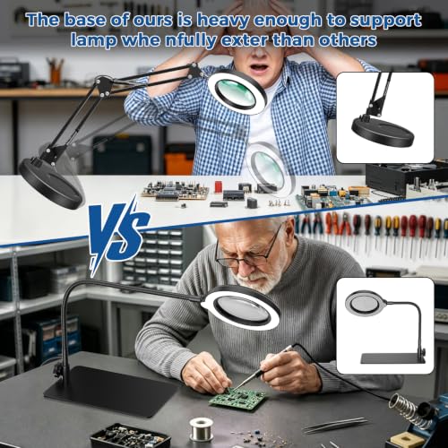 30X 10X Magnifying Glass with Light and Stand, 90 LED 5 Color, Square - size: Square
