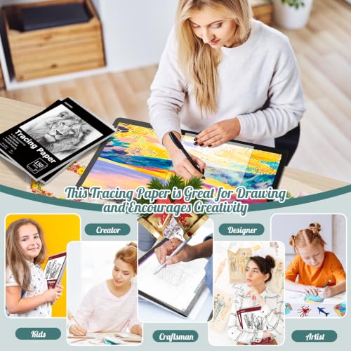 Tracing Paper 8.5x11 in,150 Sheets Transfer Paper Transparent Vellum Paper - color: Black, size: 8.5" x 11" (150 Sheet)