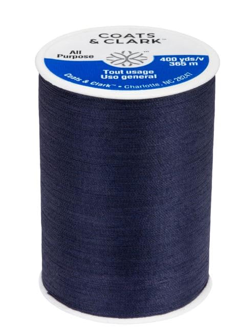 Coats & Clark Dual Duty All Purpose Sewing Thread 230A 400 Yards Each Spool 12 Pack Bundle with Bella's Crafts Needle Threaders (Navy) - color: Navy