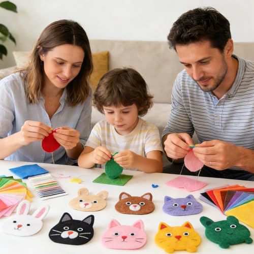 NEBURORA 80PCS Felt Fabric Sheets Craft Kit for DIY Sewing Crafts 2 Size