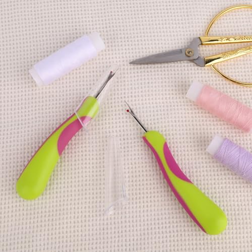 3pcs Seam Ripper, Green Thread Cutter Stitch Remover Tool with Protective Caps for Sewing Knitting Embroidery Quilting Cross Stitching Fabric Crafts Supplies - style: 3 green