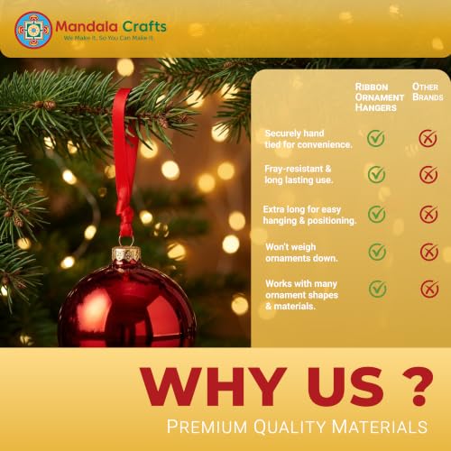 Mandala Crafts Red Christmas Ribbon Ornament Hangers Loops, 100 PCs - color: Red