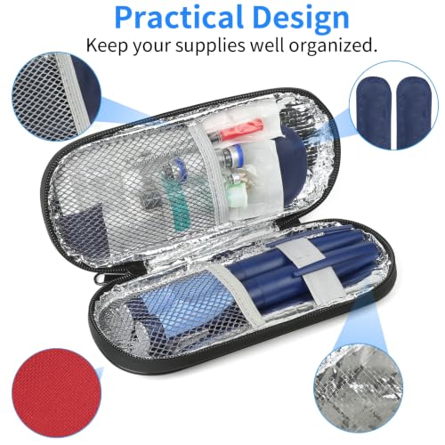 Insulin Pen Cooler Travel Case with 2 Reusable TSA Approved Ice Packs, Diabetic Medication Insulated Cooler Bag for Insulin Pens and Other Diabetic Supplies Storage Red - color: Red
