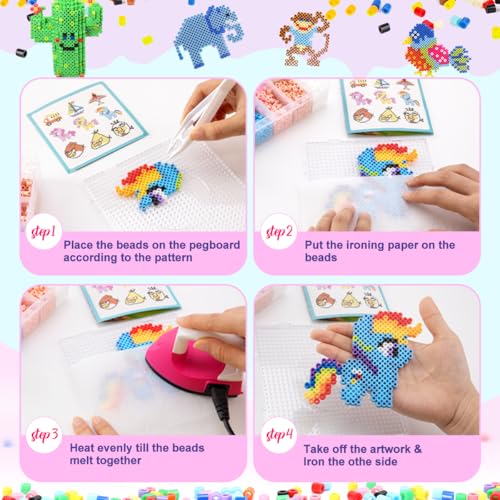 Meland Fuse Beads Kit, 5MM 11,000 Beads in 36 Colors, Crafts for Ages 5-12 - size: 11000 pcs without Iron