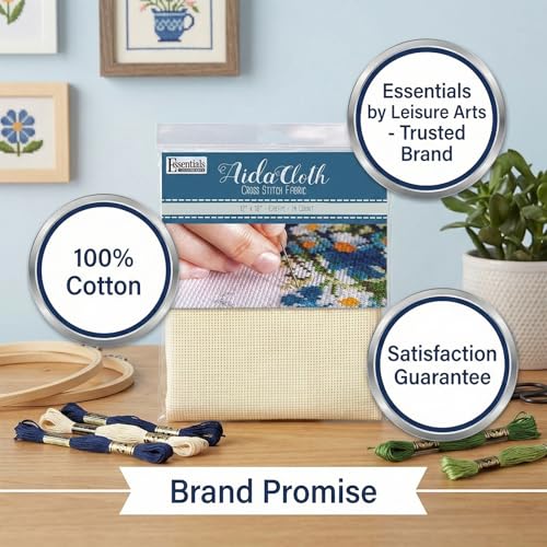 Cross Stitch Fabric Aida Cloth 14 Count Cream 12X18 Inch Cotton Even Weave
