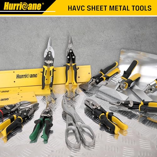 HURRICANE 10 Inch Aviation Tin Snips, Cr-Mo Aviation Snips for Cutting Metal Sheet, Heavy Duty Sheet Metal Cutter Shear, Straight Cut, High Leverage Aviation Snip, Up to 40% Labor Saving (Pack of 2) - size: 10 Inch High Leverage: Straight Cut (Pack of 2)