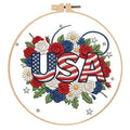 Embroidery Kit for Beginners & Adults Starter Kit, Cross Stitch Kits,DIY Hand Embroidery Needlepoint Set with Hoop, Pre-Printed Fabric, Threads and Instructions (USA) - color: USA