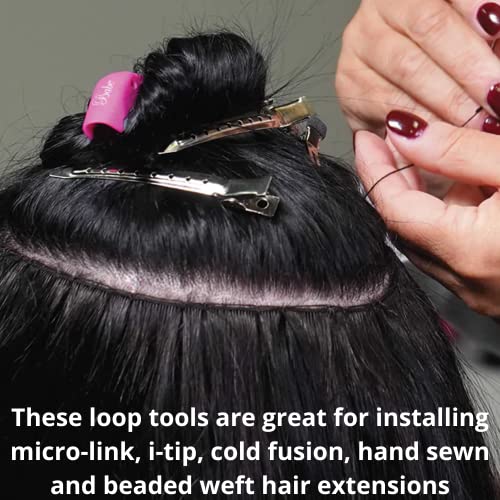 5 Wooden Hair Extensions Loop Needle Threader Wire Pulling Hook Tool for silicone microlink beads and feathers, Set of 5 for hair or feather extensions (5 Hooks)
