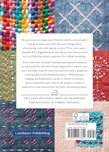 The Mending Directory: 50 Modern Stitch Patterns for Visible Repairs (Landauer) Iron-On Patterns Included - Mend Your Clothes, Practice Sustainable Fashion, Save Money, and Build Your Sewing Skills