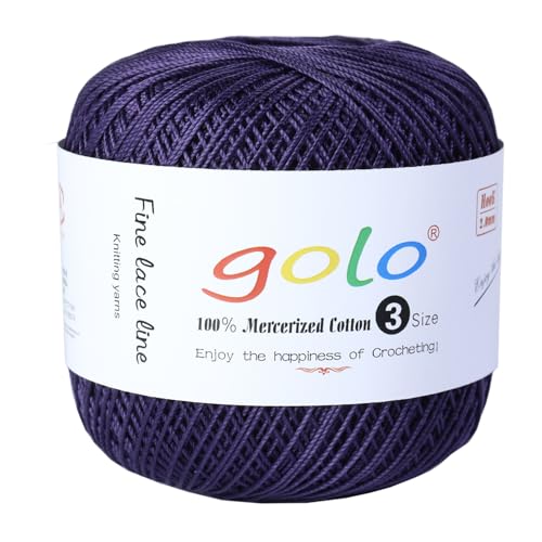 golo Crochet Thread Size 3 Yarn for Hand Knitting Crochet Yarn for Crocheting Purple 676 - color: 676-Purple