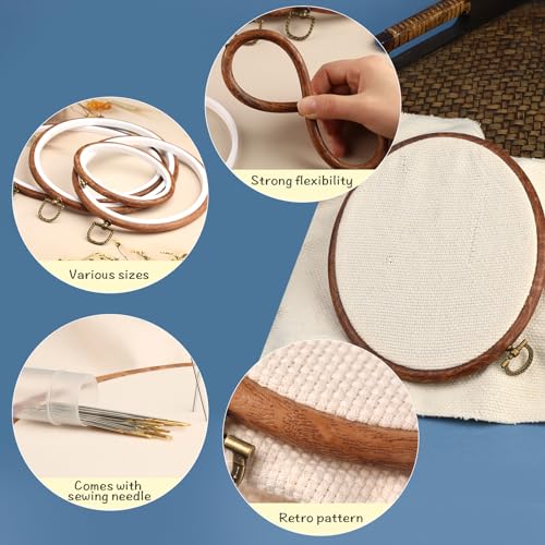 4 Pack Oval Embroidery Hoop Wood Embroidery Hoops Embroidery Frame - style: Circle & Oval