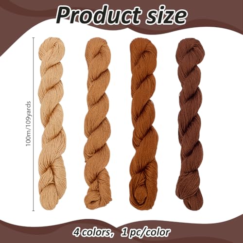 FREEBLOSS 4 Pcs Sashiko Thread Sashiko Skein 4 * 100 M Pure Cotton Embroidery Thread Japanese Sewing Threads Quilting & Embroidery Sewing Kit Supplies 4 Brown Theme Colors - color: Brown