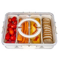 Bandesun Divided Serving Tray with Lid and Handle - Snackle Box Charcuterie Container for Portable Snack Platters - Clear Organizer for Candy, Fruits, Nuts, Snacks,4-Grid - style: compartments Long 4pcs