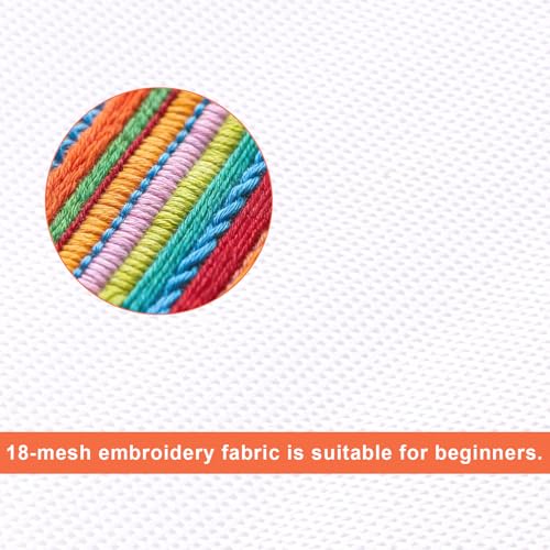18 Mesh Needlepoint Blank Canvas, 50x35cm/19.69x13.78in White Embroidery Cross Stitch Fabric with Needles Accessories for Knitting & Crochet Projects Supplies