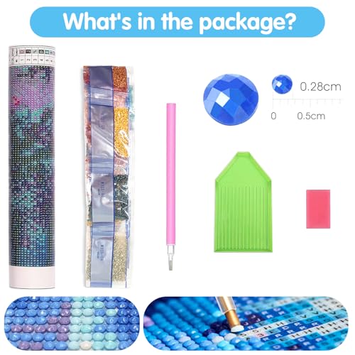 Reofrey DIY Diamond Art Kits for Adults Rabbit, Animal Full Drill Round Rhinestone Diamond Painting Kits, Cross Stitch Embroidery Canvas for Crafts Home Wall Decor 30x40cm