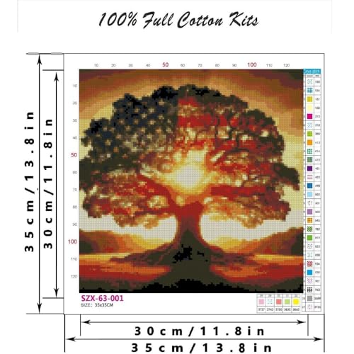 niurenmaoyi Stamped Cross Stitch Kits for Beginners,Counted Embroidery Craft Kits for Adults,Needlepoint Kits for Adults,American Flag Wall Art 13.8X13.8In - color: Cross Stitch Kits1215-01
