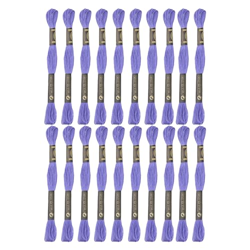 24 Skeins Embroidery Cotton Floss is 100% Egyptian Long Fiber Cotton of 8.75yds Each Cotton Cross Stitch Thread for Hand Embroidery DIY Creation and Friendship Bracelet String. (24, Medium Purple) - color: Medium Purple