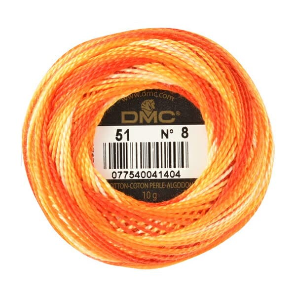DMC 116 8-51 Pearl Cotton Thread Balls, Variegated Burnt Orange, Size 8
