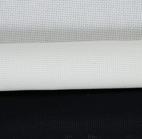 KCS 2 pc of 15" x 18"(38cmx45cm) 18 Count Cross Stitch Cotton Aida Cloth Needlework Fabric Box (Antique White+Black, 18CT) - color: Antique White+black, size: 18CT