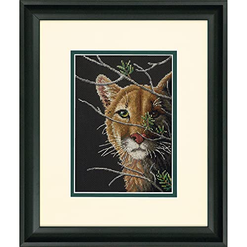 Dimensions 70-65219 Gold Collection in The Shadows Advanced Animal Counted Cross Stitch Kit, 18 Cnt. Black Aida, 5" x 7"