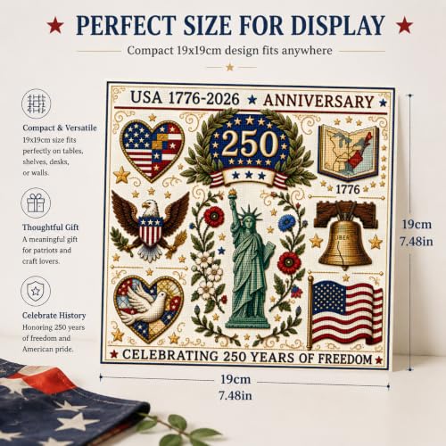 Patriotic Liberty Stamped Cross Stitch Kits, DIY Embroidery for Beginners