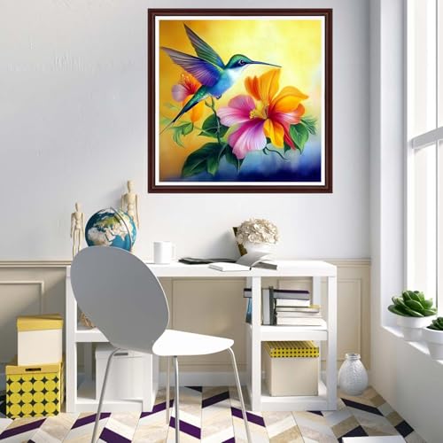 Dimxvean Counted Cross Stitch Kits for Adults,11CT Unprinted Cross-Stitch Pattern Embroidery Kit Cross Stitching Kit Supplies Needleworks Set-Hummingbirds Collect Honey 18x18 inch - color: Graphics18