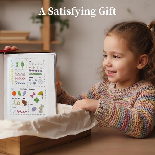 Stitch Book Kit, Embroidery Stitch Book for Beginners, DIY Portable Stitch Guide with Step-by-Step Instructions, Handmade Embroidery Learning Book with Basic Sewing Tools Kit