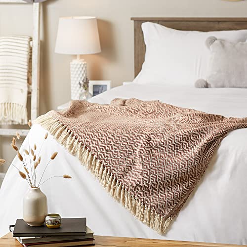 DII Diamond Throw Collection Cotton Woven, 50x60, Cinnamon - color: Cinnamon