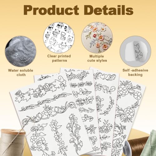 35Pcs Plant Vine Water Soluble Hand Sewing Stabilizers 4 Sheets - style: Vine Lace