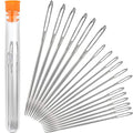 Outus 18 Pcs Large-Eye Needles Steel Yarn Knitting Needle, 3 Size with Case