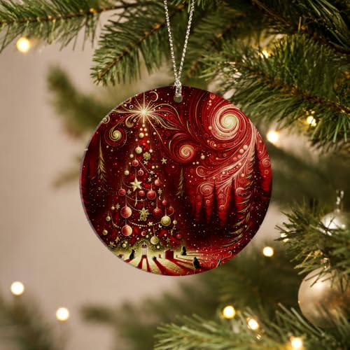 Christmas Ornament 2026, Northern Lights Ornament, Starry Night Gifts - color: Xmas Tree Red
