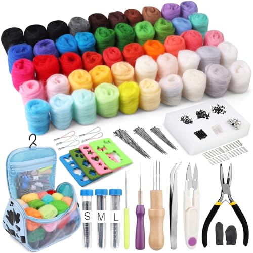 JUPEAN Needle Felting Kits for Beginners Adults 50 Colors Wool Felting Kit - style: Style C
