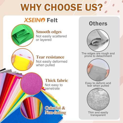 XSEINO 60PCS 8" x 12" 1.4 mm Thick Soft Felt Sheets,60 Assorted Multicolour Series Soft Felt Sheets for DIY Craft Sewing Squares Nonwoven Patchwork - color: 60p-multicolour