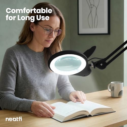 Neatfi LED Bifocal Magnifying Floor Lamp, 1200 Lumens, 5D + 20D (Black) - color: Black, size: 5 Inches