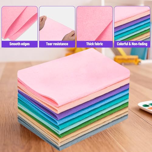 10 Sheets Felt Fabric for Crafts, 8x20 Inch 1.4mm Thick (Pastel) - color: Pastel