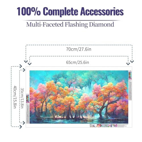 JATOK Diamond Painting Kit for Adults, Fantasy Forest, 27.5 x 15.7 in - color: Plum