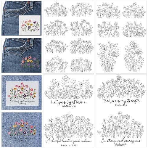 Bible Flower Embroidery Patterns, Water Soluble Stick and Stitch Paper - style: Flower974