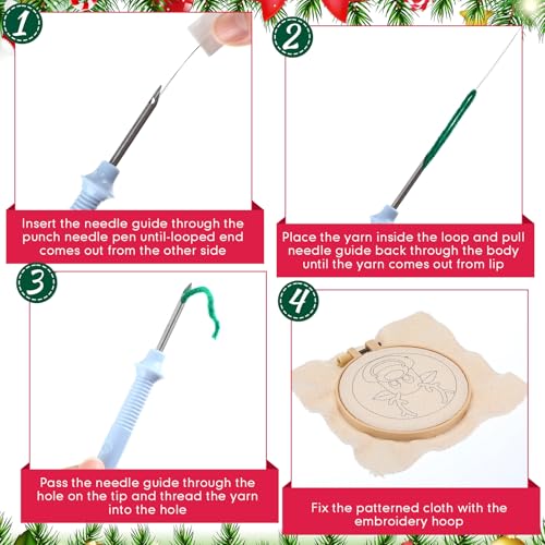 Yaomiao 6 Pcs Christmas Punch Needle Coaster Kit for Beginners, Adults - style: Christmas