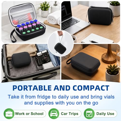 Peptide Case for Fridge, Insulin Vial Protector Case - color: Black-15×(1-10ml)