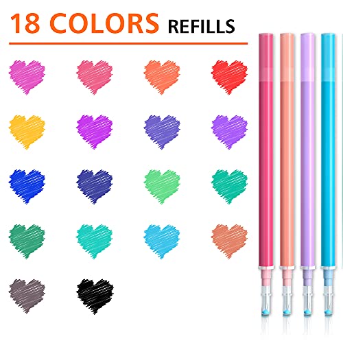 Vanstek 18 Assorted Colors Erasable Pen Refills, Gel Ink Refills Compatible with Erasable Pens, Fine Point 0.7 mm, Perfect for Writing Planner & Crossword Puzzles - color: 18 Colors Refills