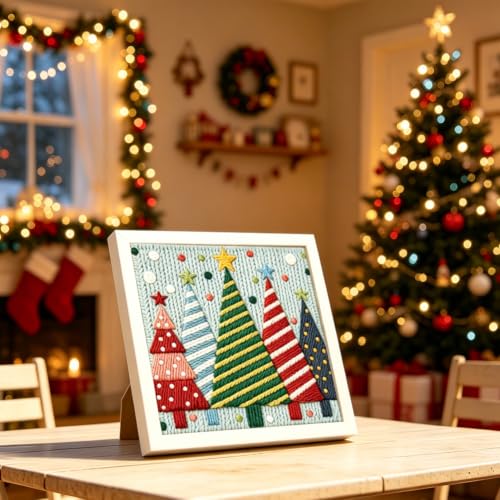 BEUNITONE Punch Needle Kit for Beginners Adults - Christmas Grove Design - color: 12-Christmas Grove