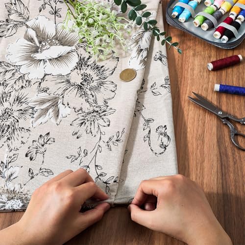 1 Yard 63 Inch Black White Floral Linen Fabric Flower Pattern Canvas Supple Breathable Needlework Embroidered Cloth for Sewing Making Clothes Curtain Decor Garment Accessory Diy Craft Supply - size: 1600MM, style: White Black Flower