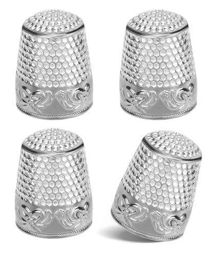 ZMAAGG Thimbles for Hand Sewing, Sewing Thimble, 4 PCS Metal Thimble