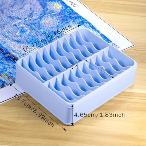 RaySoar 3D Printed 20 Grids Diamond Painting Bag Organizer, Multi Slot Drill Bags Storage Tray, Spill Proof Stand Upright Portable Desktop Craft Storage Caddy for Small Diamond Art Accessories -Blue - color: Blue