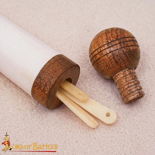 Lord of Battles Genuine Bone Needle Holder Durable Sewing Tool Organizer Medieval Needles Storage Case for Sewing, Embroidery & Crafting Needles Storage (Bone Holder)