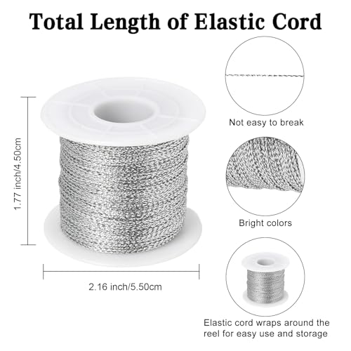 Metallic Cord 218 Yards 1mm Silver String Twine Metallic Tinsel Thin Ribbon Rope Silver Thread String for Crafts Bracelet Necklace Jewelry Making Gift Wrapping Christmas Ornaments Hanging Decor 2 Roll - style: silver