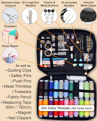 VelloStar Sewing Kit for Adults, Floral Needle and Thread Travel Repair Kit - color: Floral